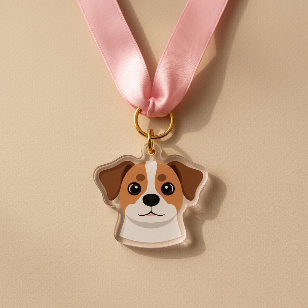Mockup chaveiro com fita rosa